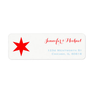 Chicago 6-Pointed Star Label Template   Red Blue