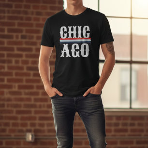 Chicago : 80s vintage Red Blue and white stripes T-Shirt