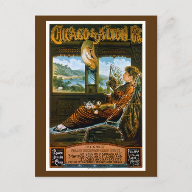 Chicago & Alton Railroad Vintage Travel Poster Postcard (Front)
