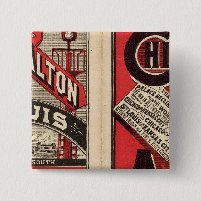 Chicago and Alton Railroad 2 Inch Square Button (Front)