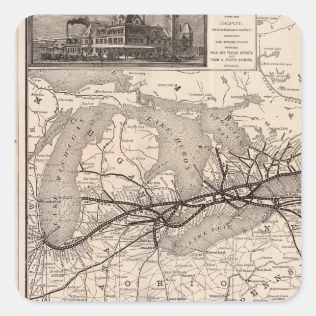 Chicago and Grand Trunk Railway Square Sticker (Front)