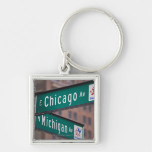 Chicago and Michigan Avenue signposts, Chicago, Keychain