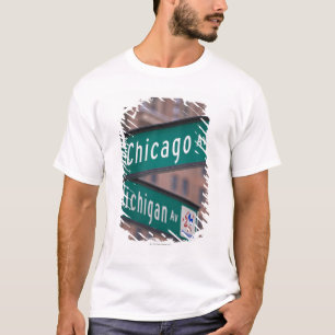 Chicago and Michigan Avenue signposts, Chicago, T-Shirt