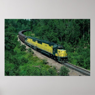 Chicago and Northwestern EMD No. 8028 with ore tra Poster
