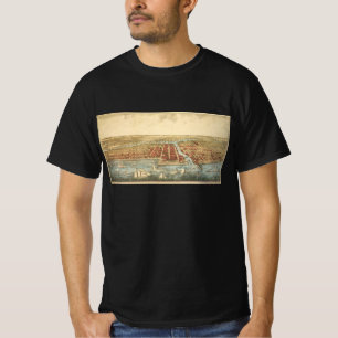 Chicago Antique Map, LaSalle Street and River T-Shirt