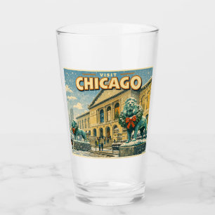 Chicago Art Institute in winter poster Glass