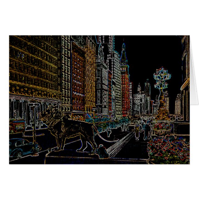 CHICAGO ART INSTITUTE LIONS MICHIGAN AVE NEON 1930 (Devant horizontal)