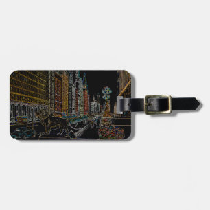 CHICAGO ART INSTITUTE LIONS MICHIGAN AVE NEON 1930 LUGGAGE TAG