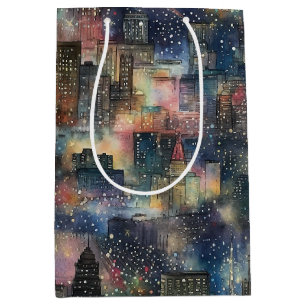 Chicago at New Year's in Watercolors Medium Gift Bag