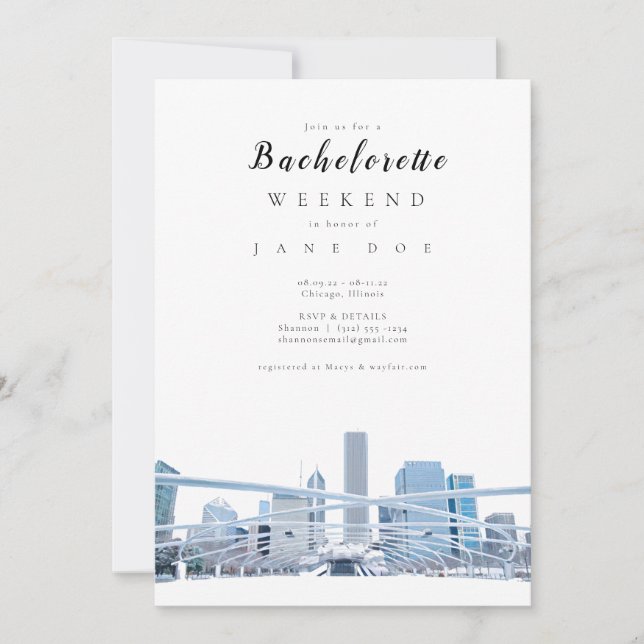 Chicago Bachelorette Party Invitation (Front)