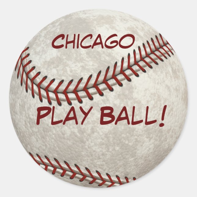 Chicago Baseball  "Play Ball!" American Past-time Classic Round Sticker (Front)