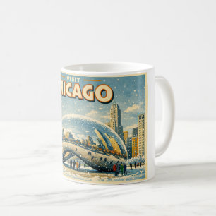 Chicago Bean in Winter Snow watercolor Coffee Mug