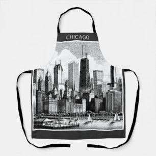 Chicago Black White  Apron