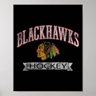 Chicago Blackhawks Vintage Hockey Black Officially Poster