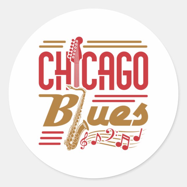 Chicago Blues Music Lover Classic Round Sticker (Front)