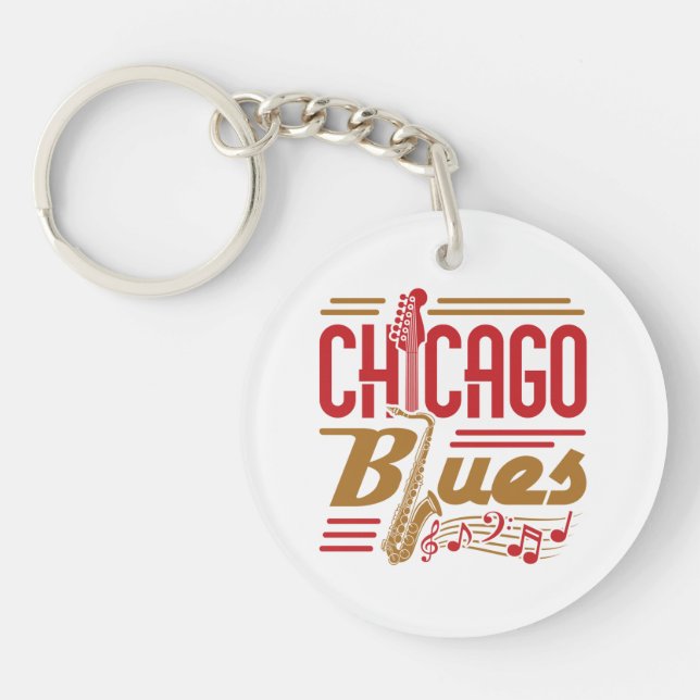 Chicago Blues Music Lover Keychain (Front)