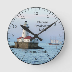 Chicago Breakwater Light et horloge du bateau