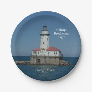 Chicago Breakwater Light paper plate