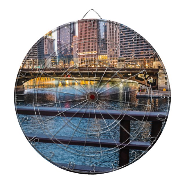 Chicago Bridges & Lights Dartboard (Front)
