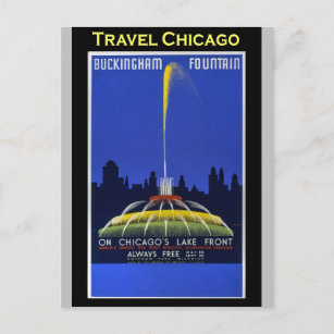 Chicago Buckingham Fountain Vintage Travel Postcard