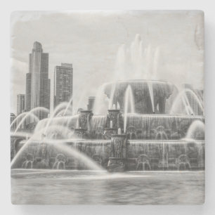 Chicago Buckingham Grayscale Stone Coaster