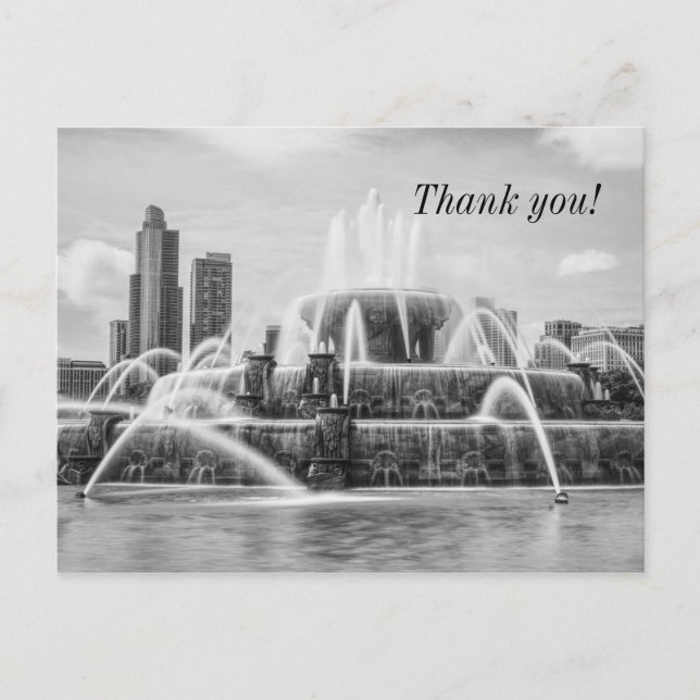 Chicago Buckingham Grayscale Thank You Postcard (Front)