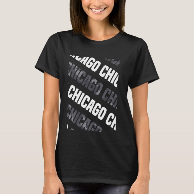 Chicago Camo Pattern Grey Camouflage T-Shirt (Front)