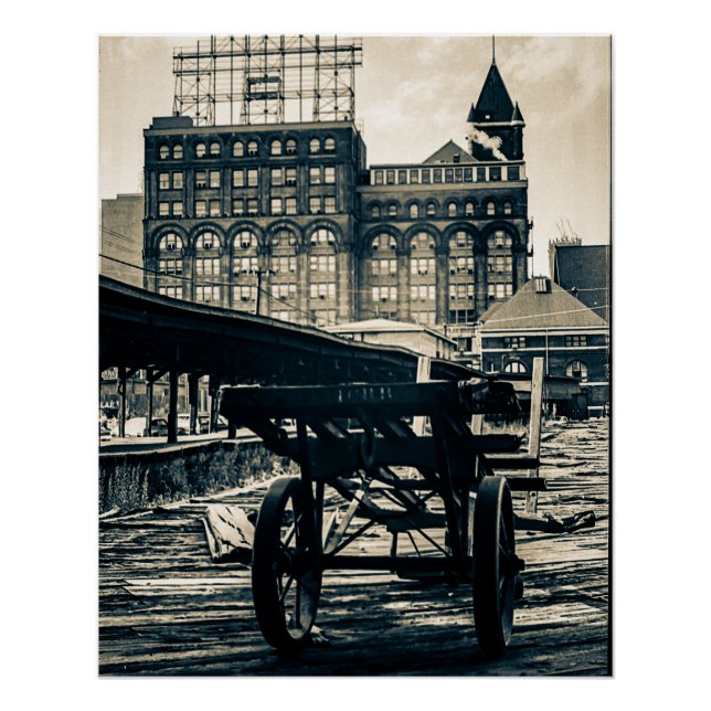 Chicago Central Rail Yards Train Depot ICRR 1960's Poster (Front)