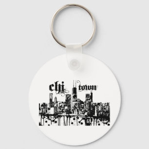 Chicago "chi-town" put on for your city keychain