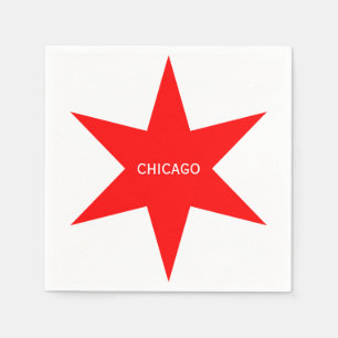 "CHICAGO" - Chicago Flag Red 6-Pointed Star Napkin