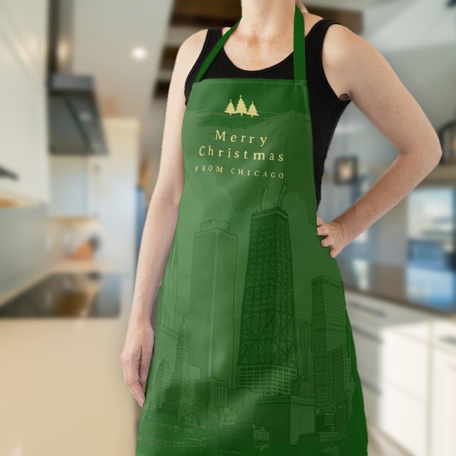 Chicago Christmas All-Over Print Apron (Chicago Christmas All-Over Print Apron)