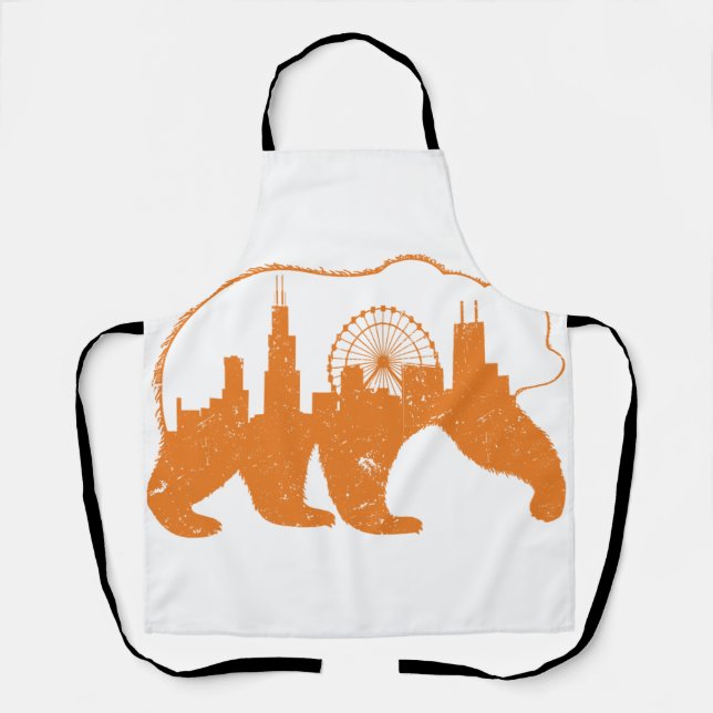 Chicago City Apparel Downtown Walking Bear Silhoue Apron (Front)