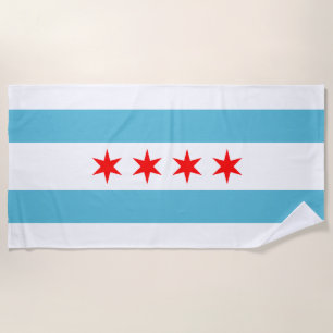 Chicago city flag beach towel