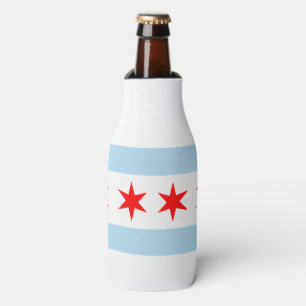 Chicago city flag bottle cooler