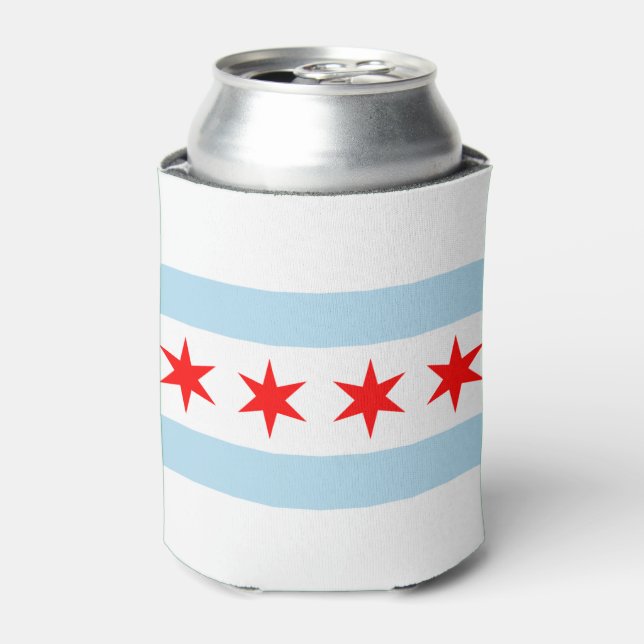Chicago city flag can cooler (Can Front)