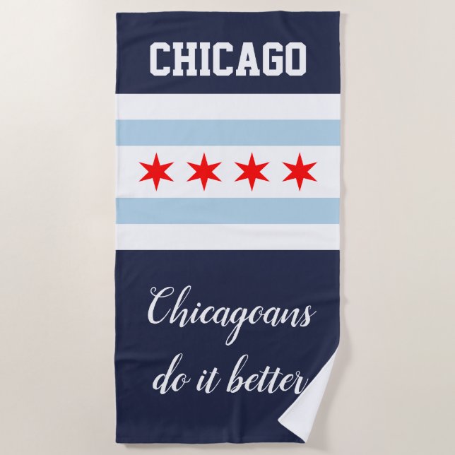 Chicago city flag custom funny beach towel (Front)