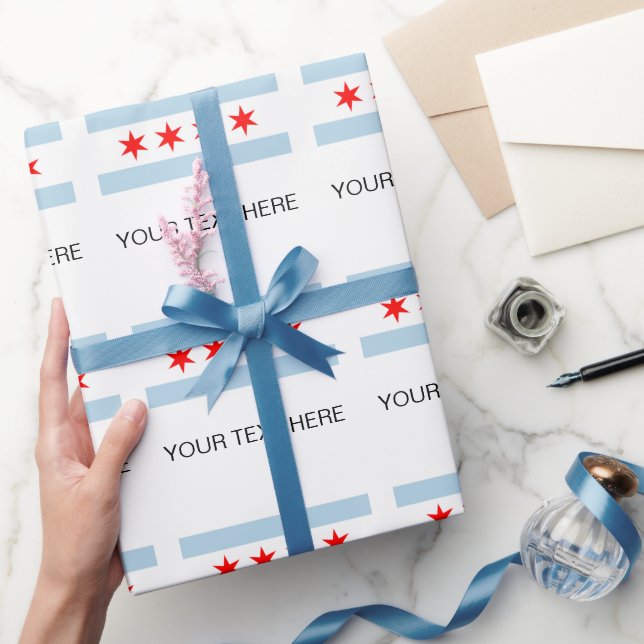 Chicago city flag custom wrapping paper rolls (Gifting)