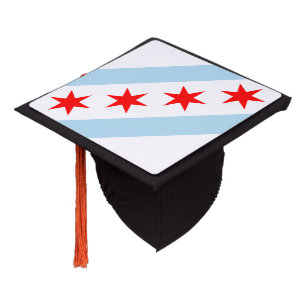 Chicago city flag graduation cap topper