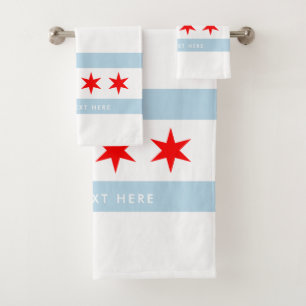 Chicago city flag personalized towel set gift