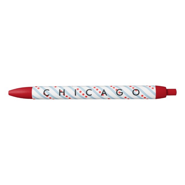 Chicago city flag personalized with custom text blue ink pen (Front)