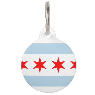 Chicago city flag pet tag for new dog or cat
