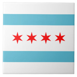 Chicago city flag tile