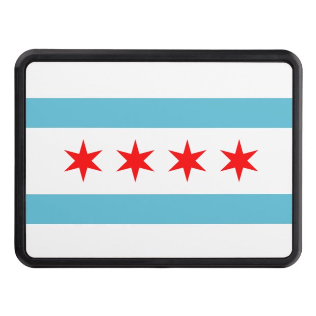 Chicago city flag trailer hitch cover (Front)