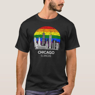 Chicago City Illinois Rainbow Flag T-Shirt