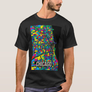 Chicago City Map - Colourful Abstract Art Print  T-Shirt