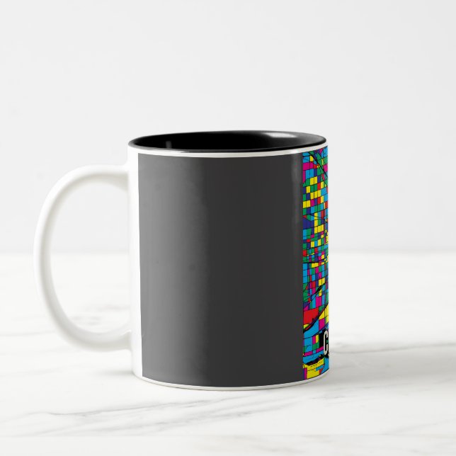 Chicago City Map - Colourful Abstract Art Print  Two-Tone Coffee Mug (Left)