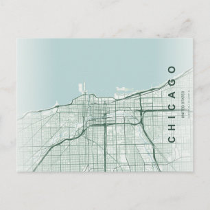 Chicago City Map Minimal Postcard