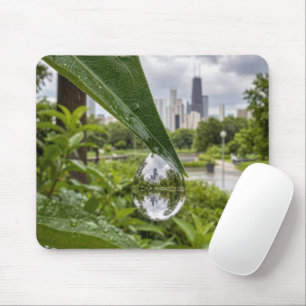 Chicago City Reflected in a Raindrop Mouse Pad