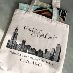 Chicago City Skyline Bachelorette Party Wedding Tote Bag<br><div class="desc">'Girls' Night Out' bachelorette party weekend tote bags feature an Art Deco style city skyline of Chicago with custom text that can be personalized for the event.</div>