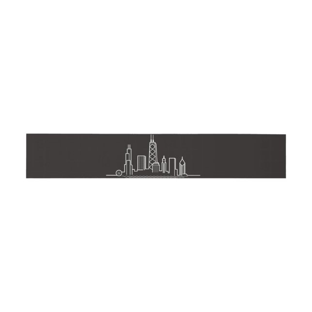Chicago City Skyline Black Belly Band Invitation Belly Band (Flat)